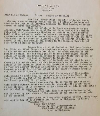 A letter to George Brady