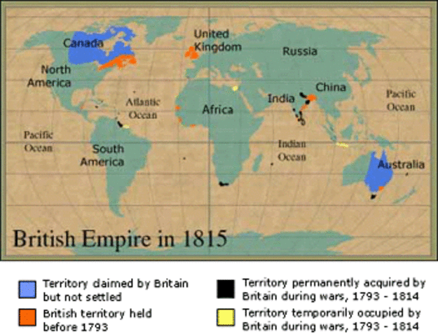 Defeating Napoleon's French Empire leads to Britain becoming pre-eminent imperial power.
