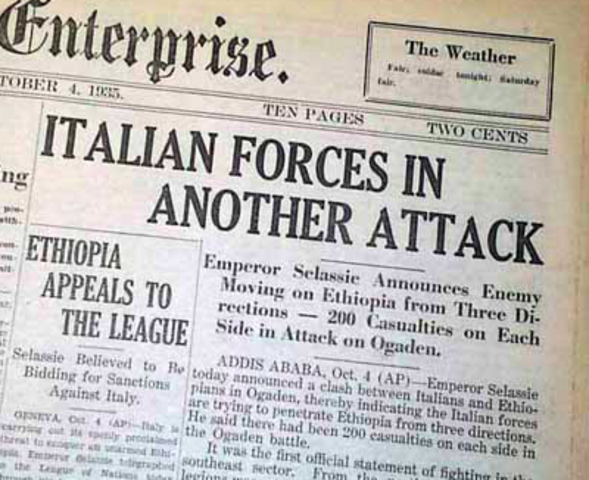 Italy invades Ethiopia
