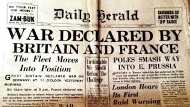 Britain and France declare war on Germany