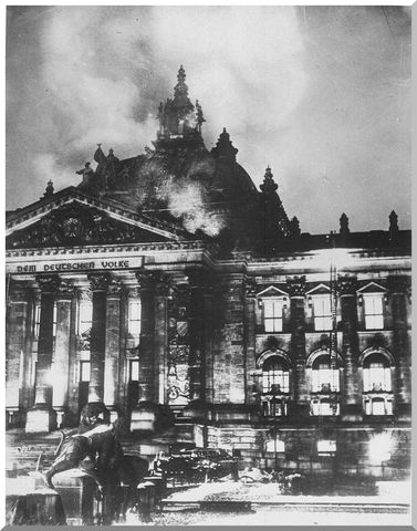 The Reichstag building went up in flames