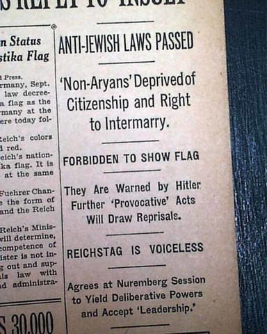 They pass the Nuremberg Laws