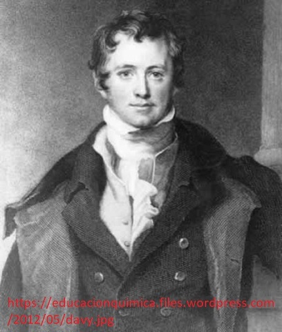 Humphry Davy obtiene el elemento potasio y sodio por electrólisis (y calcio, estroncio, bario y magnesio al año siguiente)