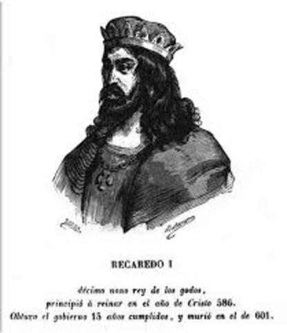 Fallecimiento Leovigildo y llegada al trono de Recaredo.