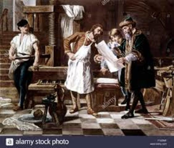 Gutenberg produces the first printed Bible