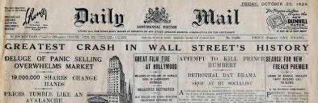 Stock Market Crash October 29th, 1929