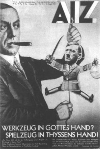 *Hyssen controlling the puppet Hitler, John Heartfield (Dada)