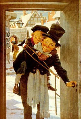 Scrooge's act of kindess to Bob  (Heart Change)