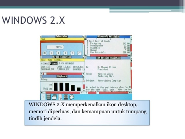 Windows 2.x .Por primera vez windows muestra varias ventanas al mismo tiempo.