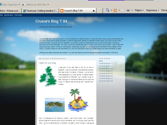 CRUSOE'S BLOG  8º ano