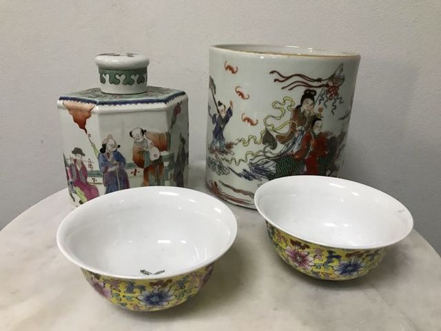 Cotton, silk, and porcelain objects