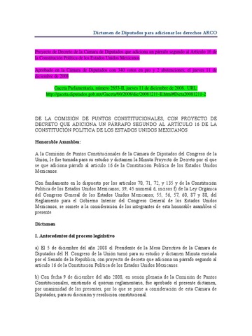 "Se adiciona un párrafo al artículo 16 de la constitución para reconocer el derecho a la protección de datos personales como una garantía fundamental y autónoma".