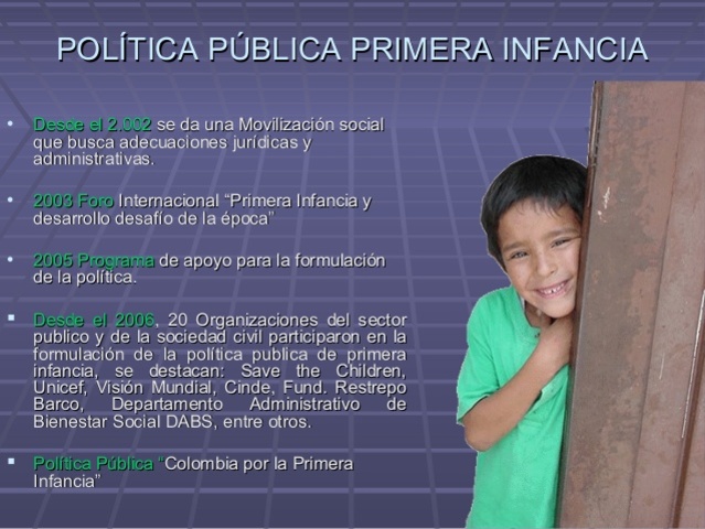 Programa de apoyo para la construccion de la politica de primera infancia