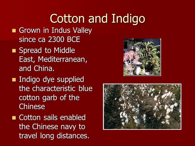 Cotton and Indigo Plant Traded