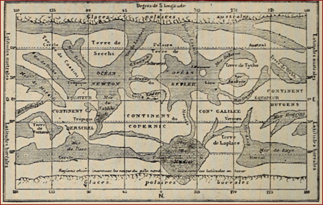 Camille Flammarion Mercator's projected a map of the Mars surface