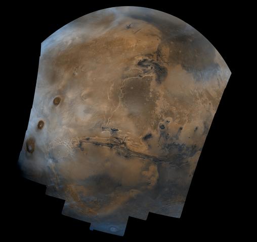 Viking Orbiter 1 image with much higher quality of Mars from orbit, one of the first images that began to change the understanding of Mars’ true colors and atmosphere