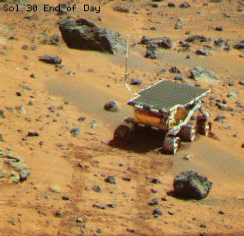 NASA’s first Mars rover, Sojourner, as seen from Pathfinder.