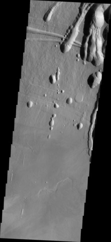 Odyssey orbital image of a portion Arsia Mons volcano