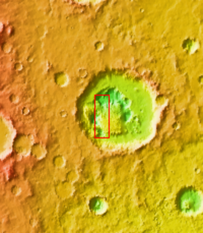 Odyssey orbital image of Rabe Crater.
