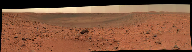 Mera Bonneville Crater as seen through Spirit’s panoramic camera