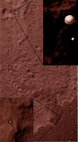 Orbital view of Curiosity's decent