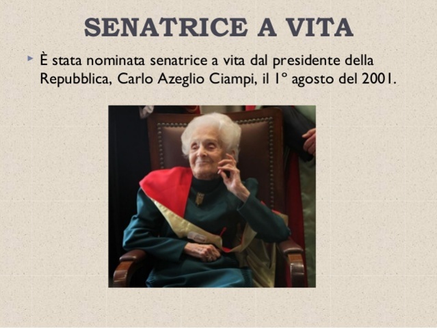 Rita viene nominata senatrice a vita