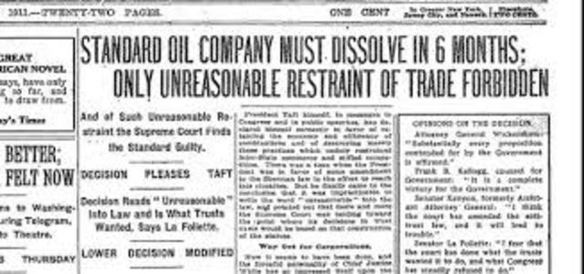 Supreme Court orders the breakup of Standard Oil
