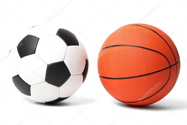 Imagen Del Primer Del Balón De Fútbol Y De La Bola Del Balón De Fútbol Y  Pelota De Baloncesto En Balón De Fútbol De Color Blanco Y Balón De |  