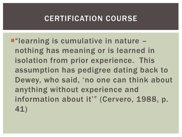 First Certification course