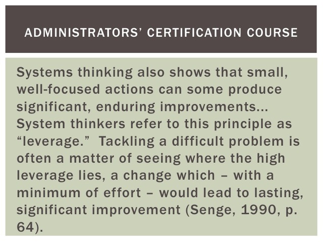 Administrators Section of Certification Course