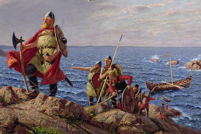 Leif Erikson arriba a Vinland (Terranova) - Los Vikingos llegan a America