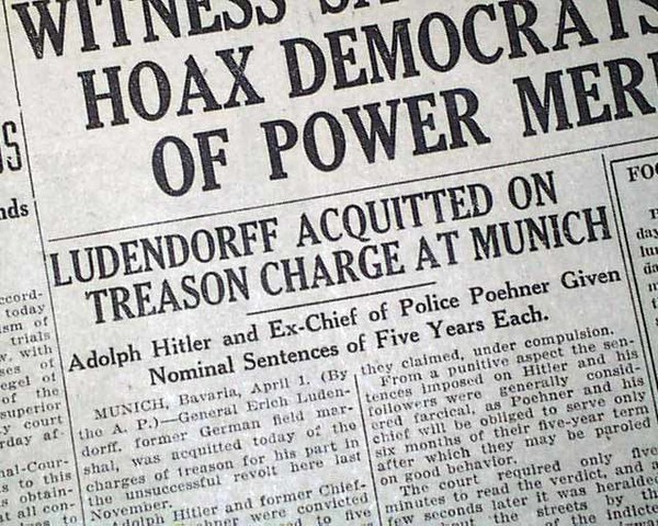 Hitler is Convicted of Treason