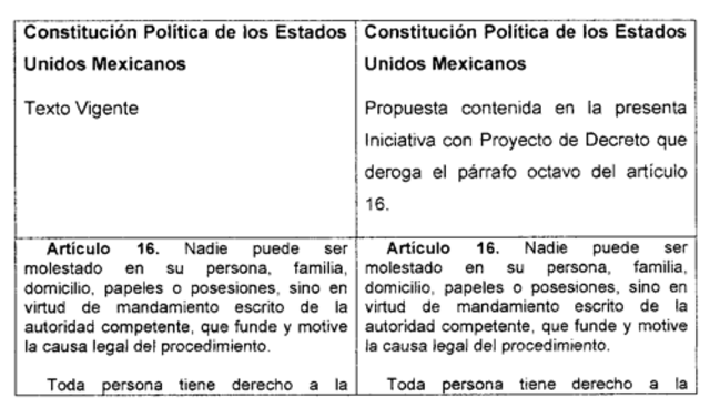 reforma en artículos 16 y 73 constitucionales