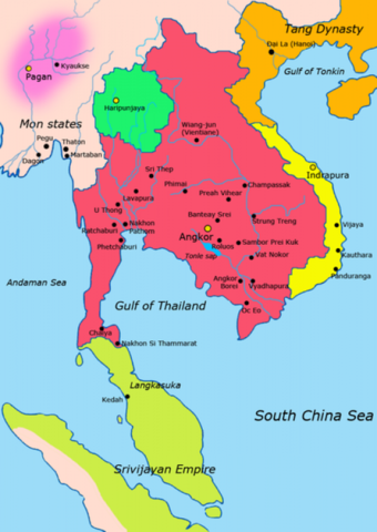 The Khmer Empire is founded in Cambodia