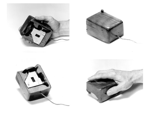 a prototype computer with the first mouse