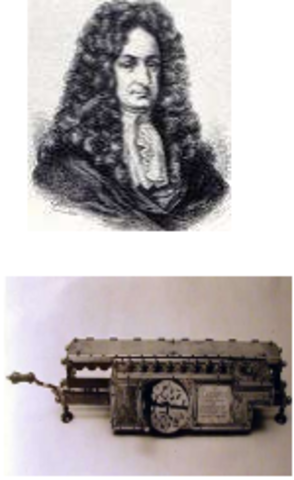 "Gottfried von Leibniz"     creó una máquina que podía multiplicar, dividir y extraer raíz cuadrada mediante sumas y restas y realizó las primeras investigaciones para desarrollar la lógica formal fundamentales para las computadoras actuales.