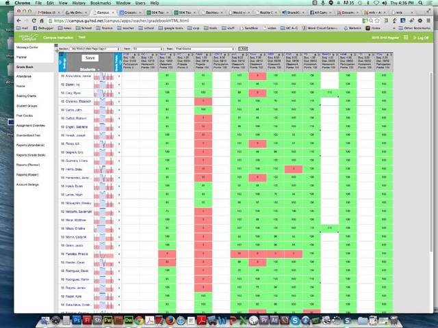 Grade book software at CHS.