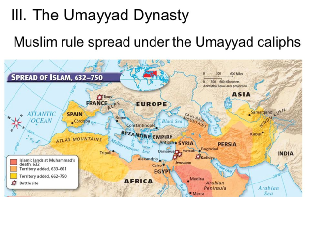 Imam Ali is killed, marks the beginning of Umayyad rule.