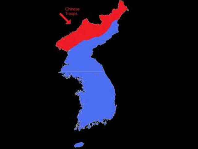 UN forces push North Korea to Yalu River- the border with China