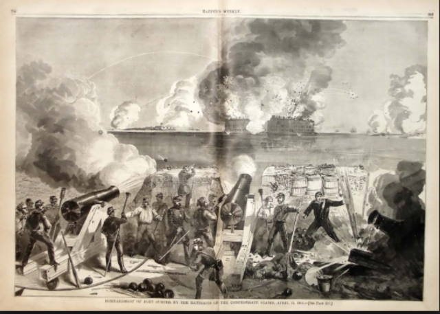 Confederate Troops Fire at Fort Sumter, South Carolina
