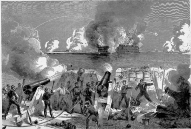 Confederate Troops Fire at Fort Sumter, South Carolina