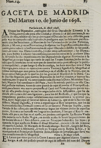 Primera gaceta en españa