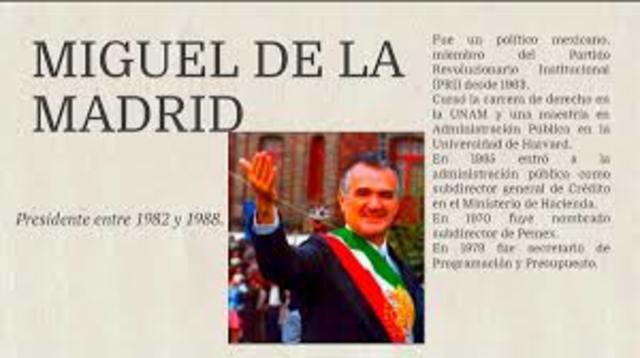 Inicio de la presidencia del Lin. Miguel de la Madrid