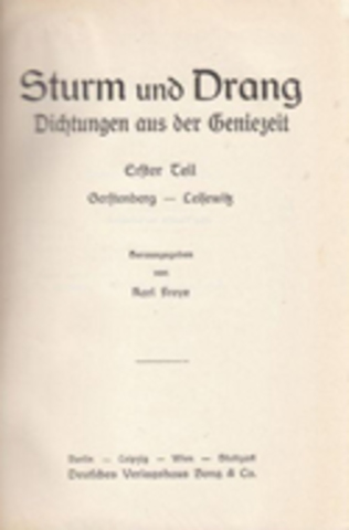 Klinger "Sturm und Drag"