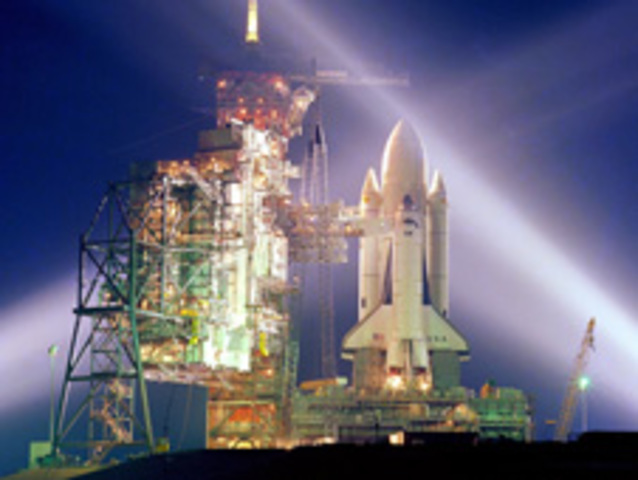 Space Shuttle Challenger explodes shortly after lift-off