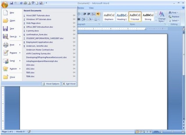 Word 2007 utiliza un nuevo formato basado en XML llamado .DOCX