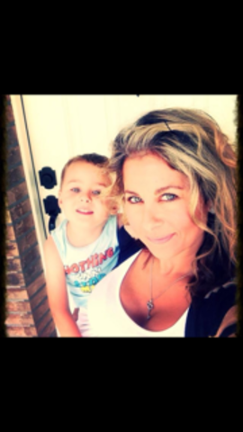 Me and mommy took a picture on the 4th of July