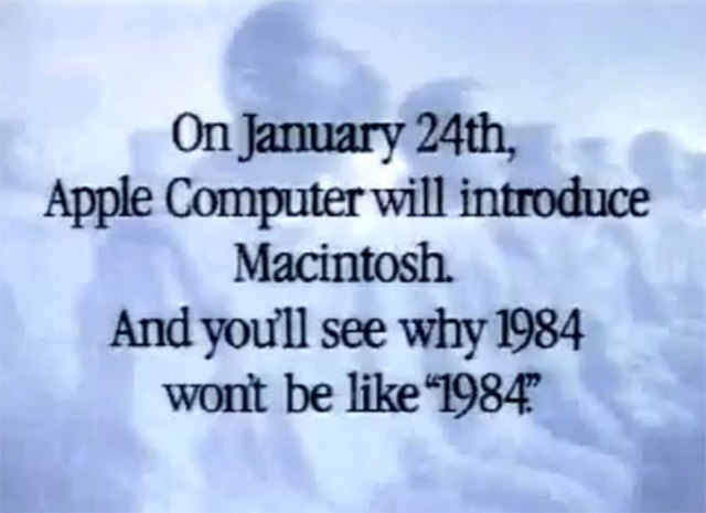 Primer anuncio de Apple Macintosh