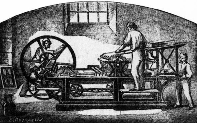 Se utilizan platos de metal en la impresión