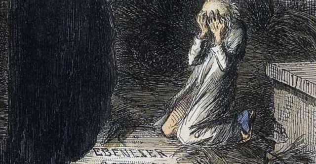 Scrooge sees his grave